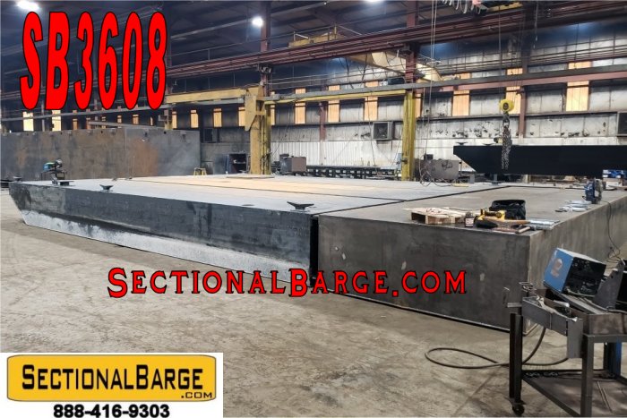 SB3608 – USED 38′ x 24′ x 3′ SECTIONAL SPUD BARGE
